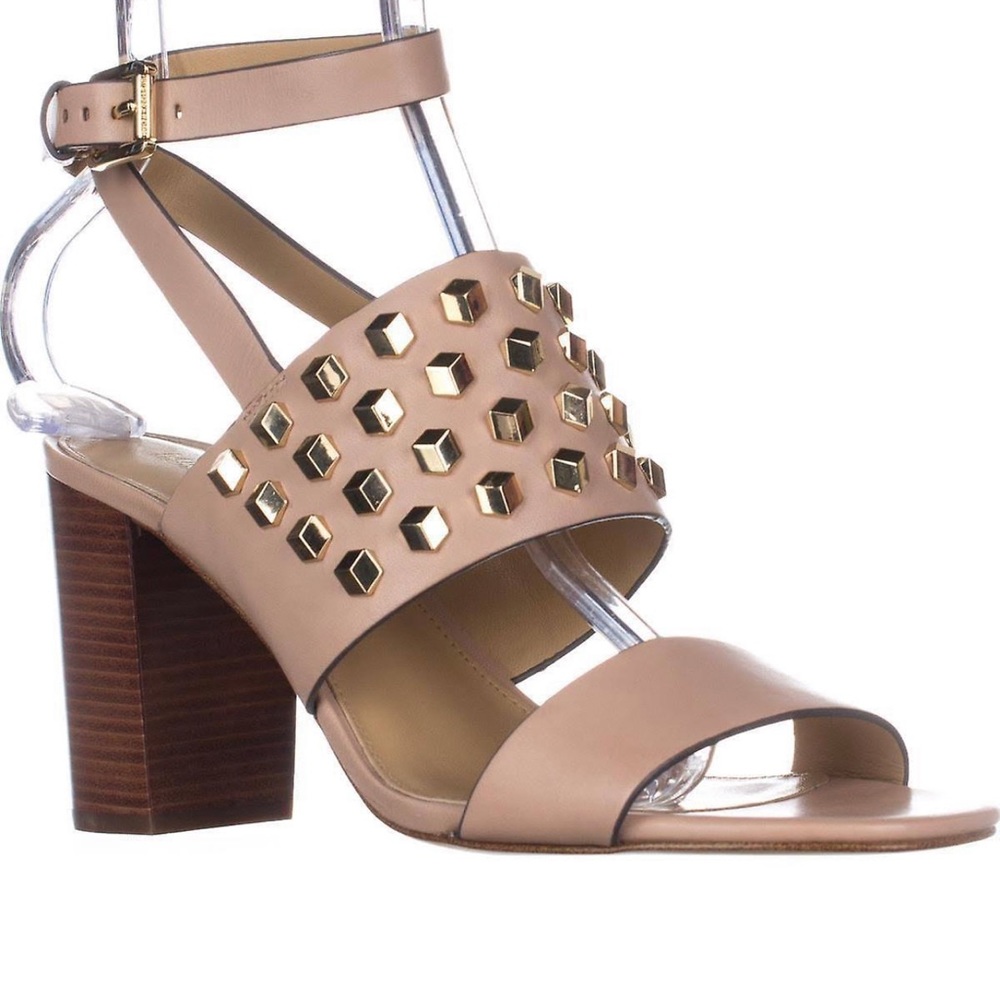 Michael Kors Valencia Ankle Strap Studded 
Heeled Sandal size 8, in blush cream